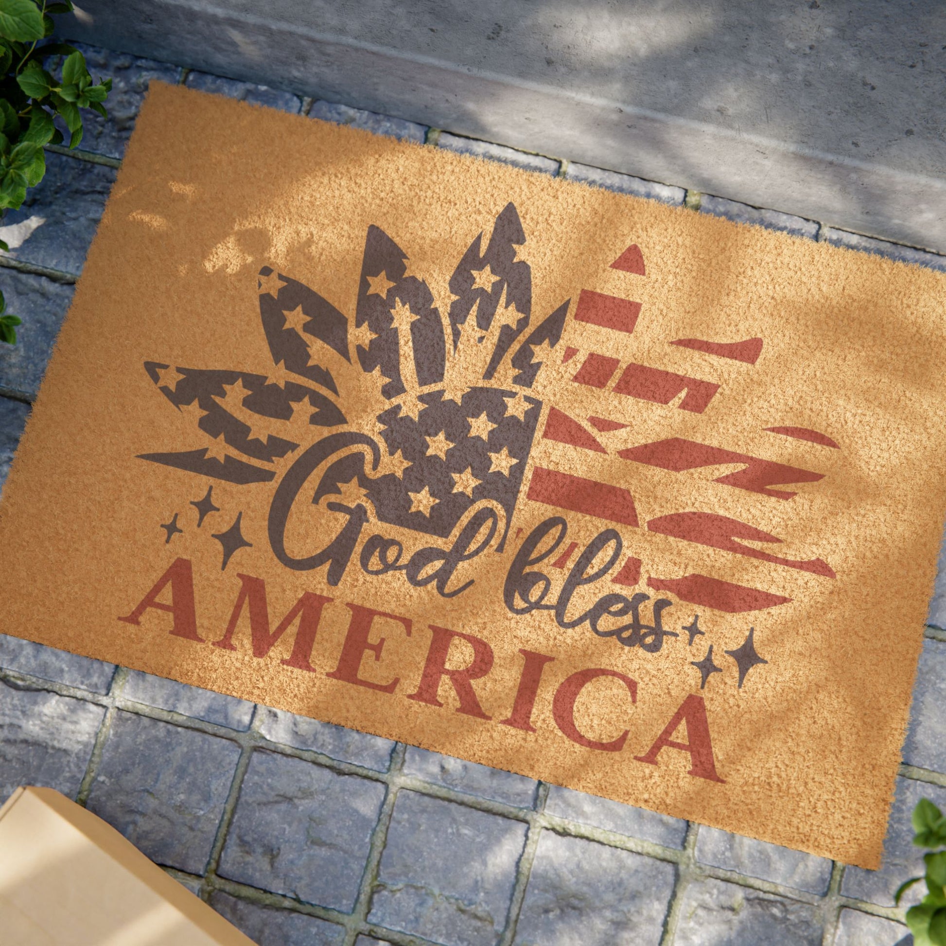 Doormat - God Loves America Sunflower
