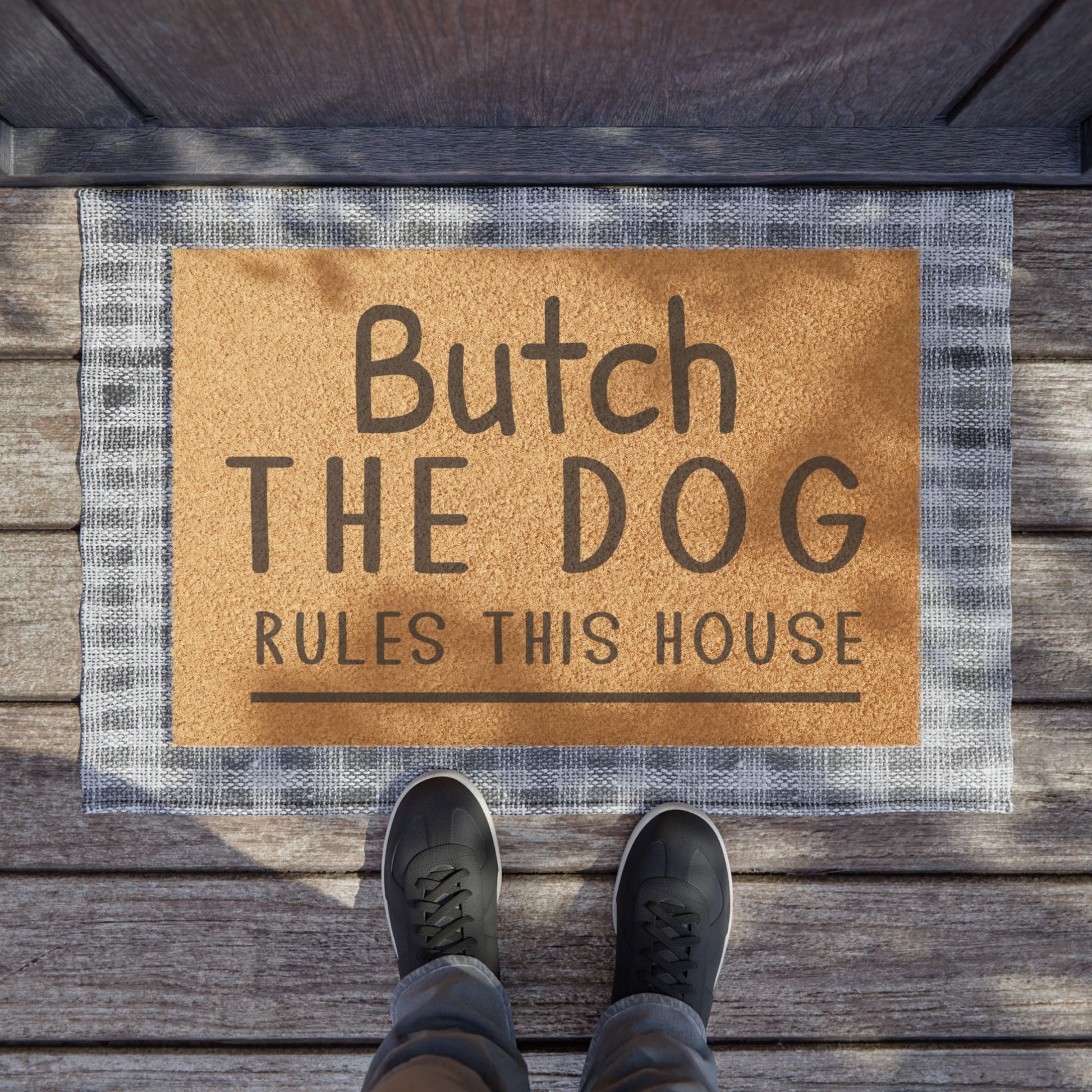 Humorous Dog Doormat - Butch The Dog Rules This House