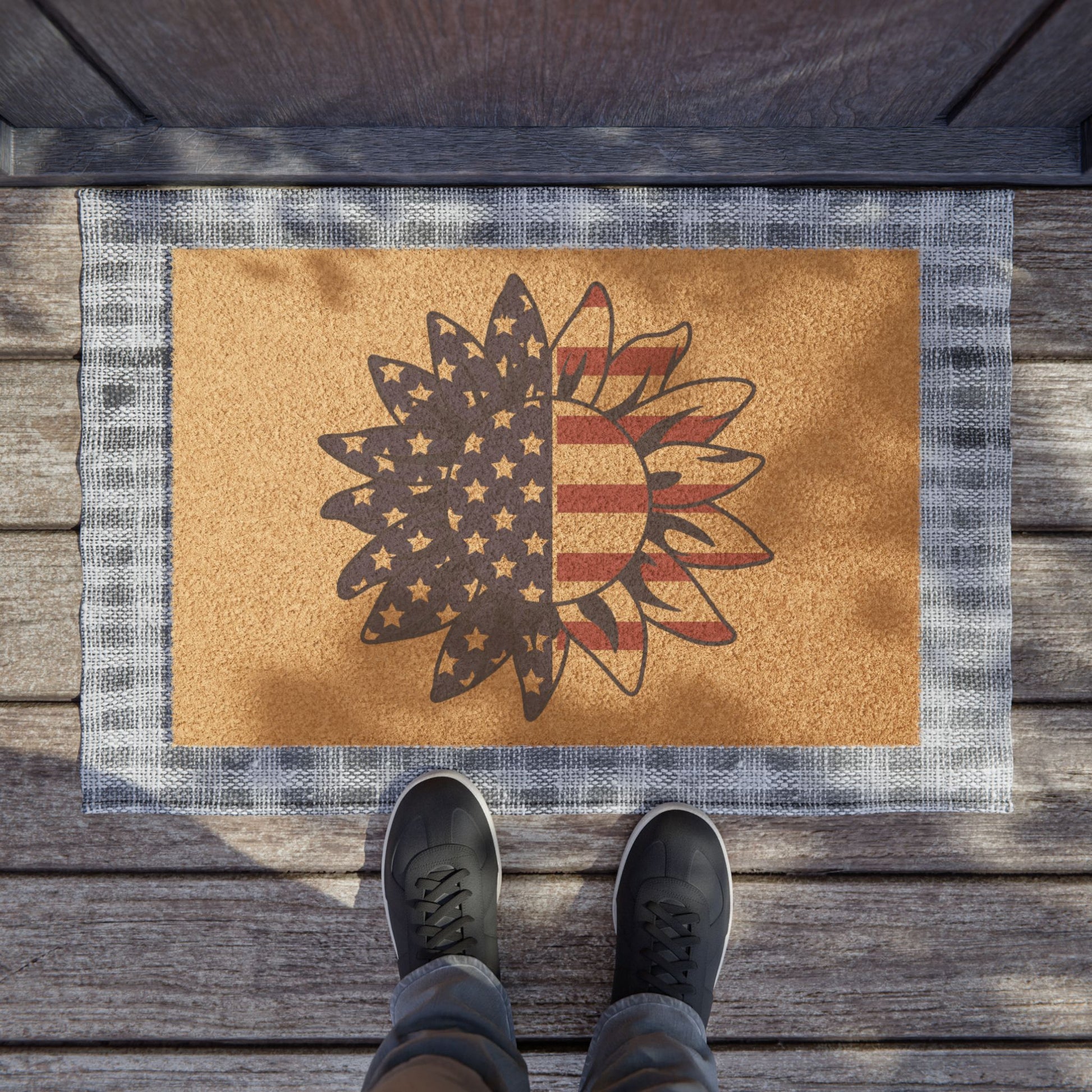 Doormat - US Flag Sunflower Patriotic Decor