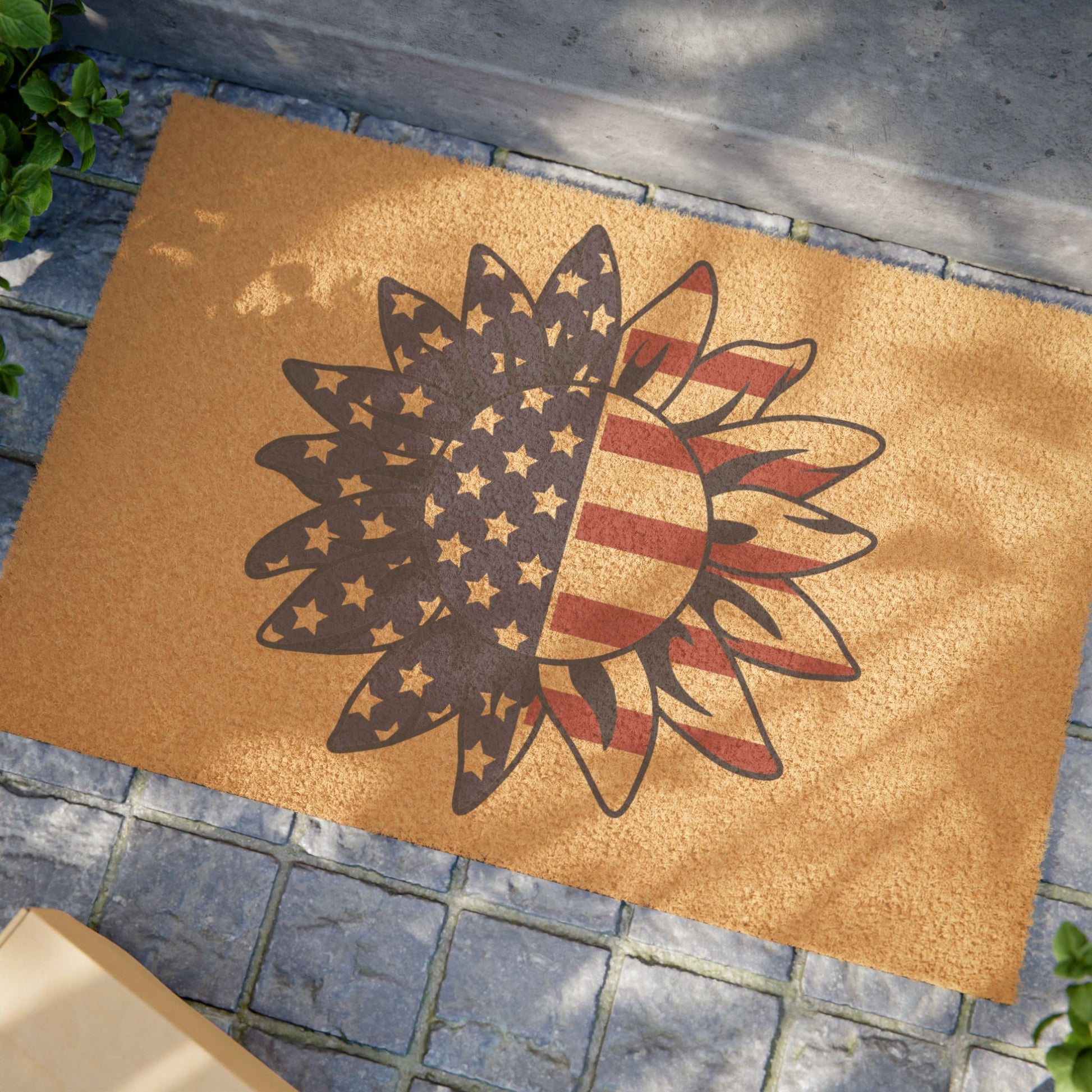 Doormat - US Flag Sunflower Patriotic Decor