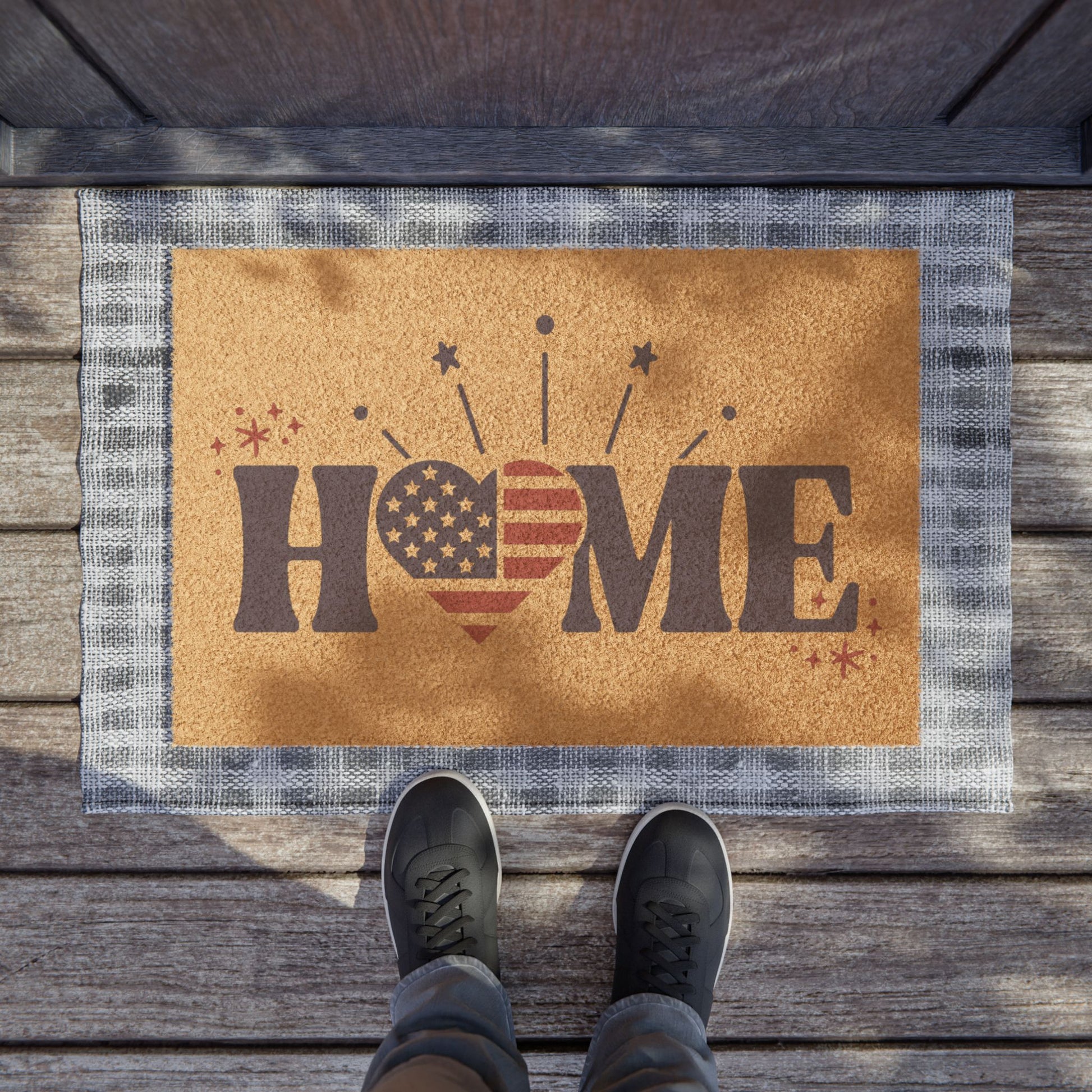 Doormat - Home US Heart Flag