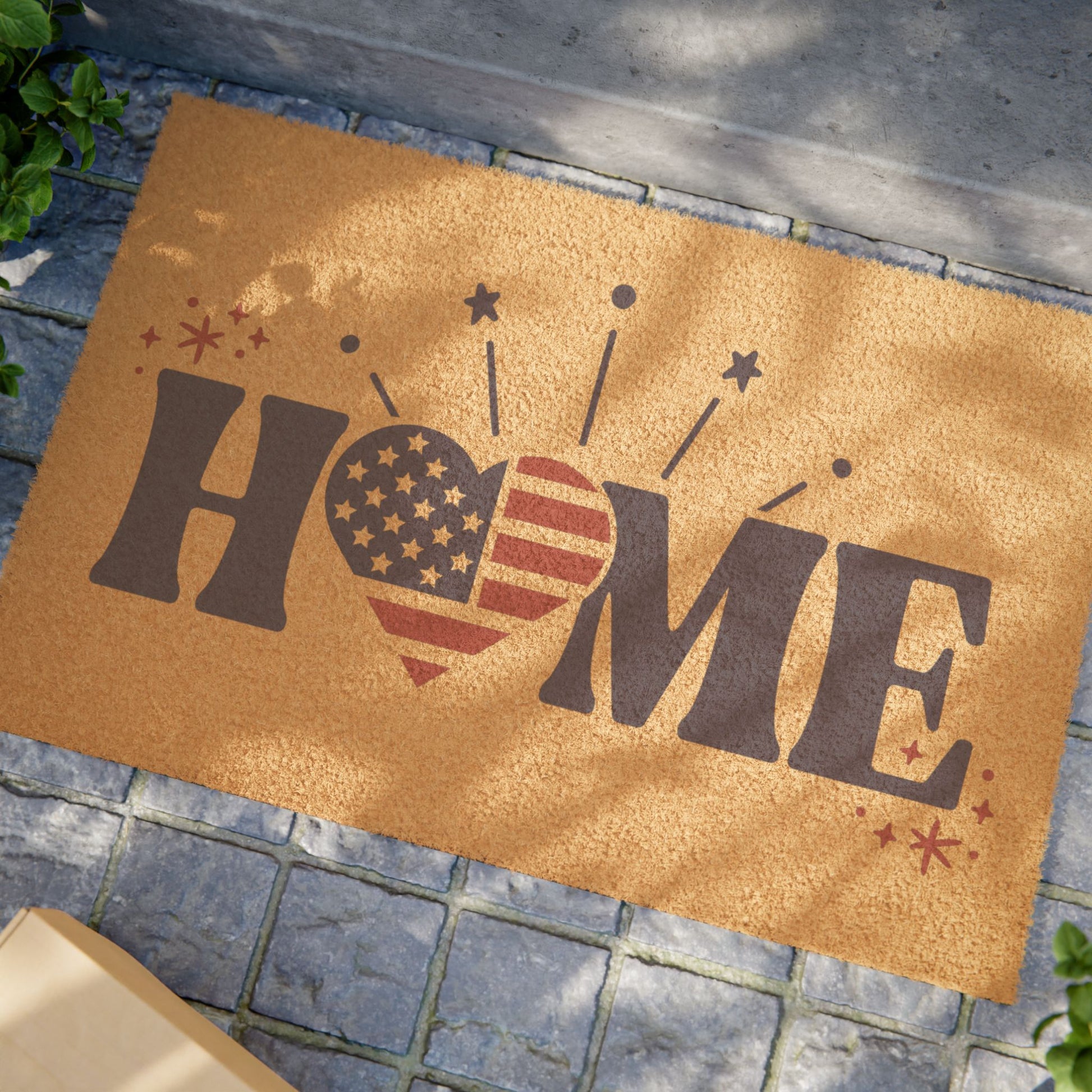 Doormat - Home US Heart Flag
