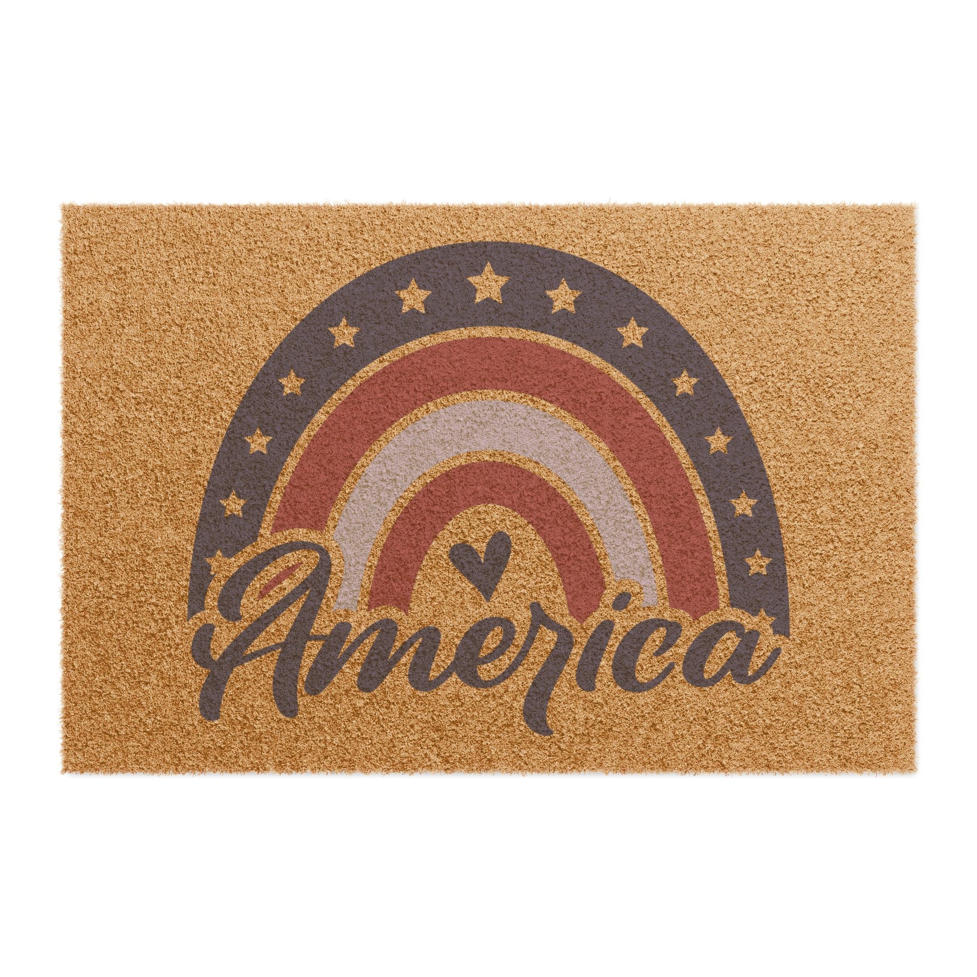 Doormat - American Rainbow with a Heart Design