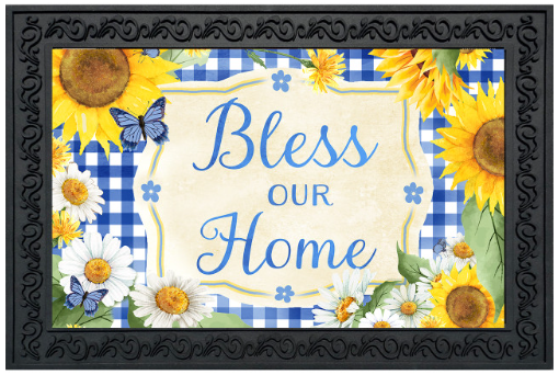 Bless This Home Floral Doormat