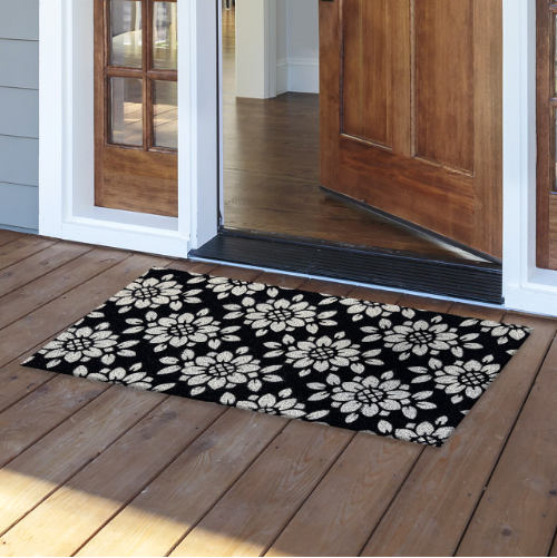 Geometric Floral Coir Doormat