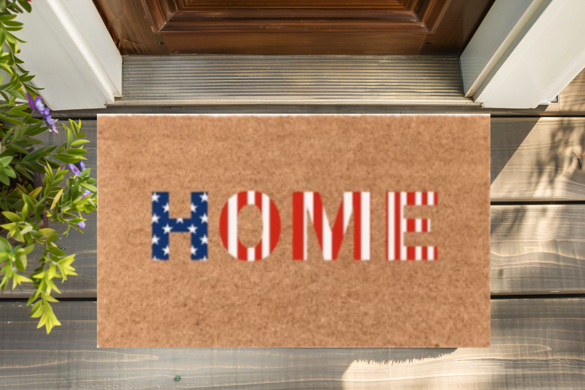 Patriotic HOME Doormat – USA Flag Letter Entry Mat