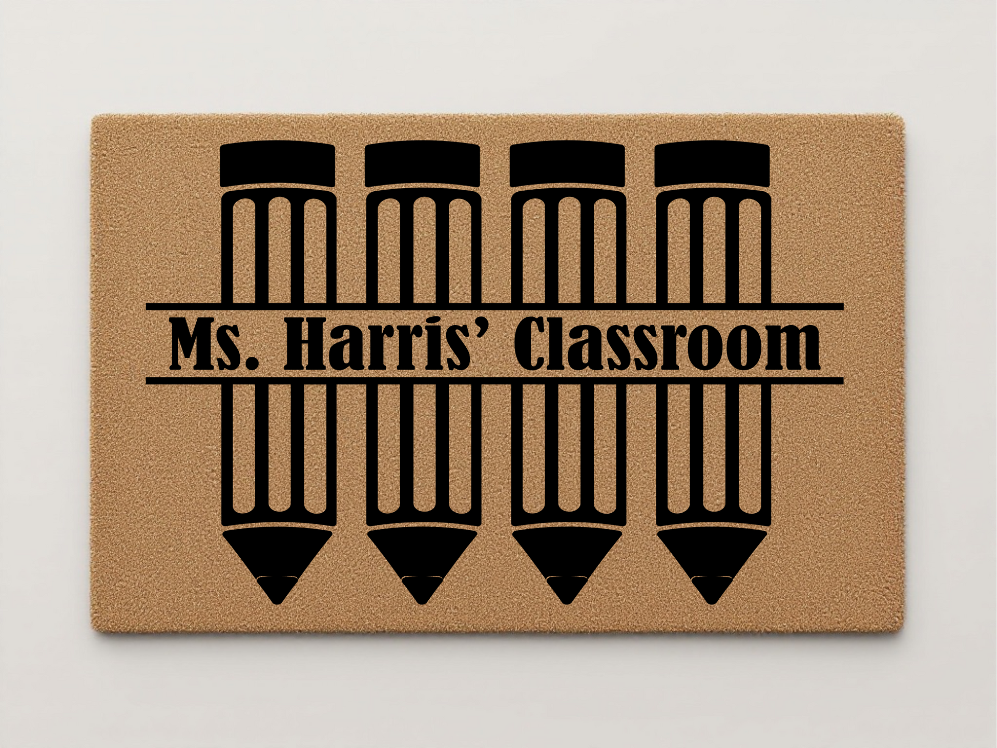 Personalized Teacher's Classroom With Crayons Coir Doormat – Unique Teacher Gift
