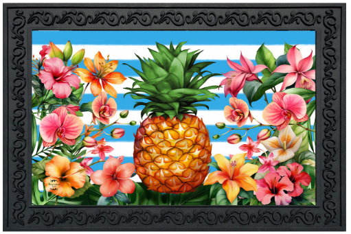 Pineapple and Stripes Doormat