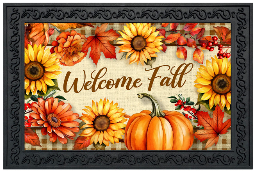Welcome Fall Flowers Doormat